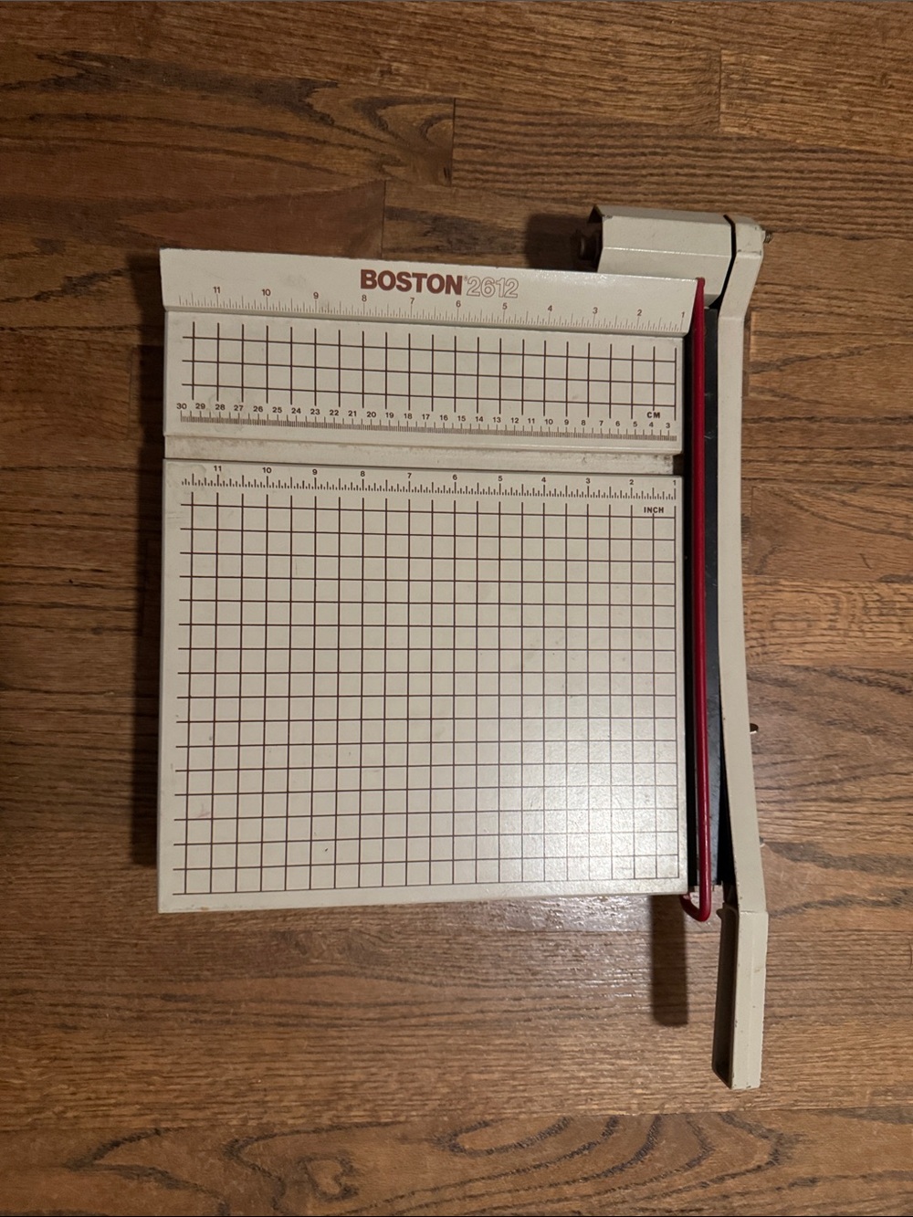 White and Red Paper Cutter with Grid